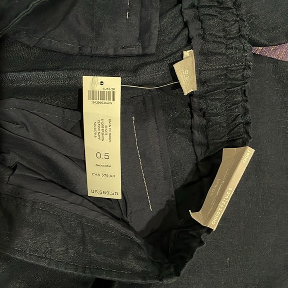 Chico’s Classic Navy Linen Tie Front Short NWT - Picture 7 of 11